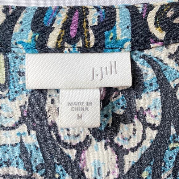 J. Jill Boho Floral Tunic Blouse Top‎ Women M Blue Cottagecore Coastal Grandma - Picture 5 of 11